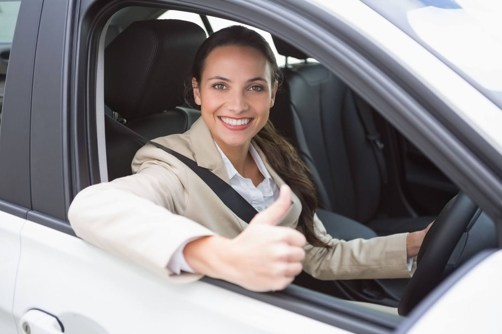 Happy employee commuting